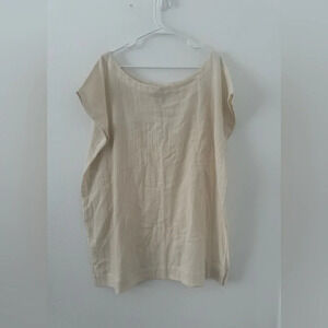 Swahlee The Kaftan Tunic Natural Cream Cotton Loose Sheer Lagenlook NWT Size XXL